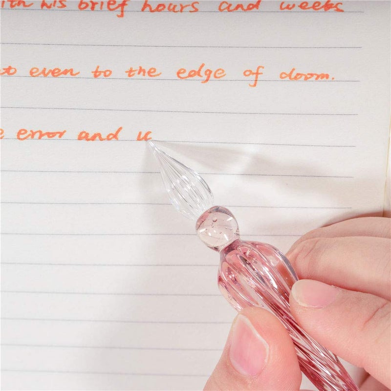 molshine Handmade Glass Dip Pen Crystal Calligraphy Pen Signature Dipped Pen for Artist Women Men Teens,Writing Drawing Decoration Gifts (Light Purple) - Image 5